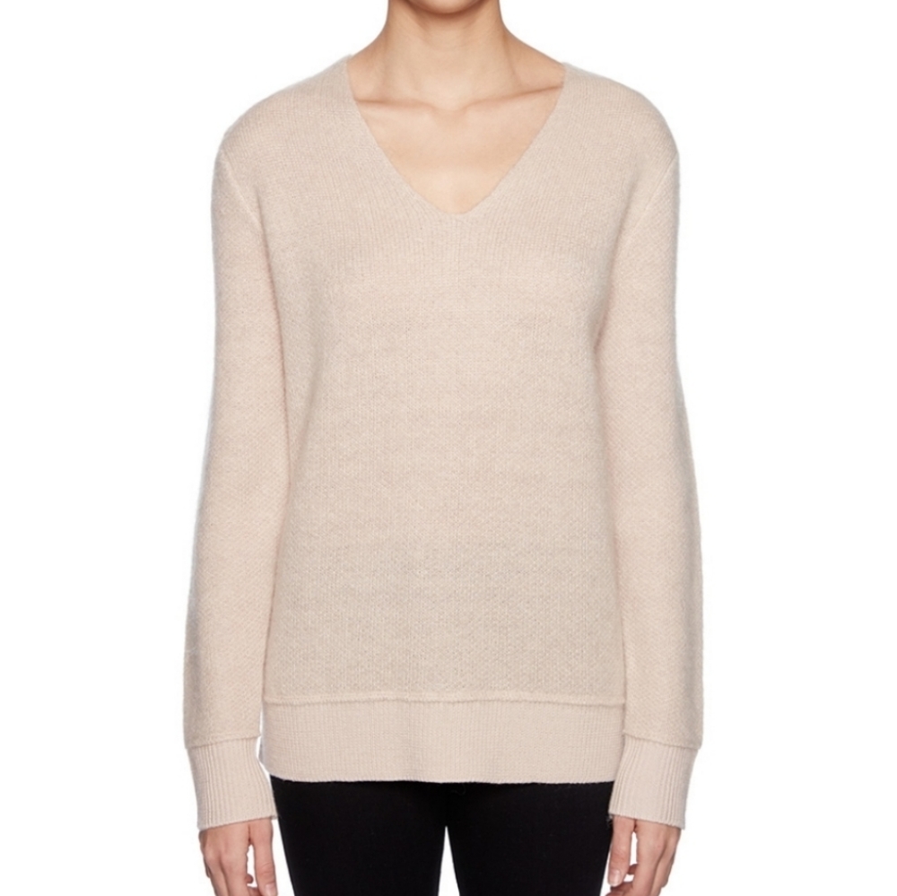 🔥Magaschoni tan Wool Mohair blend vneck sweater NWOT 2